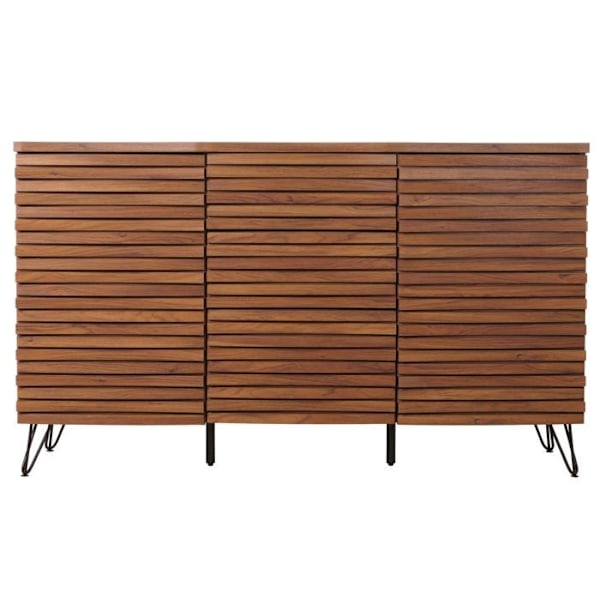 Buffet, jossa on 2 ovea, 4 säilytyskompartimenttia ja 3 laatikkoa, 85x142x44 cm, pähkinäviimeistely 04_0006000 Guld