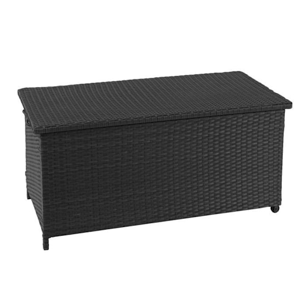 Opbevaringskiste til have i sort polyrotin 63x135x52cm 320l 04_0002575 Svart