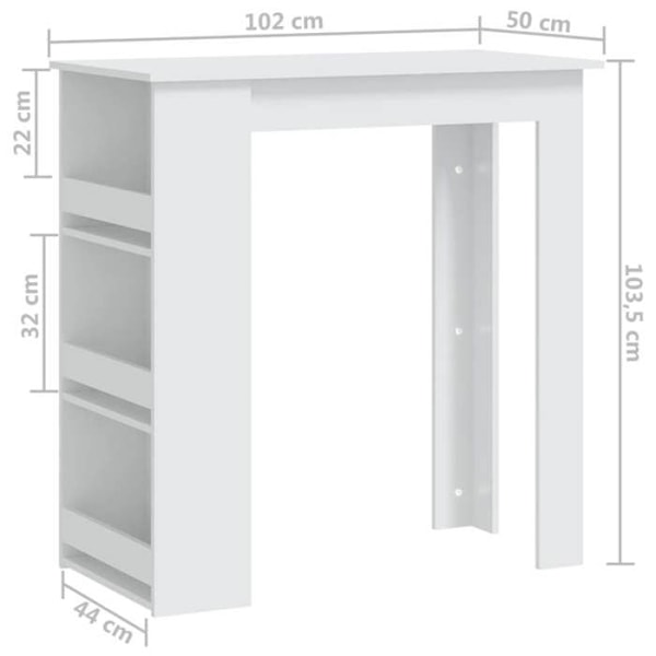 Multifunktionellt sidobord med förvaringshyllor 102 x 50 x 103,5 cm i vitt ingenjörsträ DEC036494 Vit