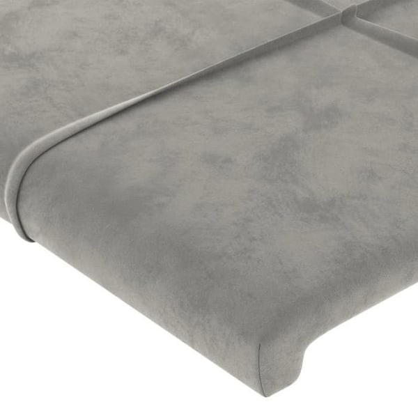 Sengegavl sengelinned soveværelse LED møbel 93 x 16 x 118/128 lys grå velvet