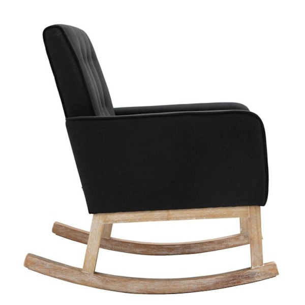 Gyngestol - Moderne design - Sort stof - Træben