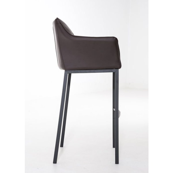Baari stool, korkeaselkäinen tuoli, kulmikkaat muotoilut, PVC-istuin ruskea, 4 vakaata metallijalkaa musta, 10_0004686 kastanj