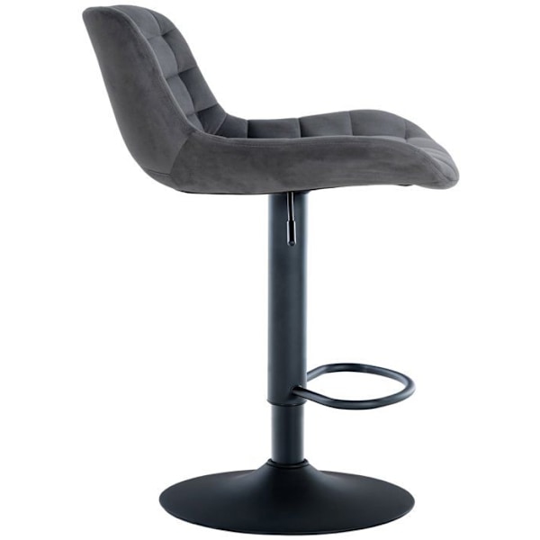 Barstol x1 sort metal sort, sæde i mørkegrå velour med stikninger 10_0005447 Grå