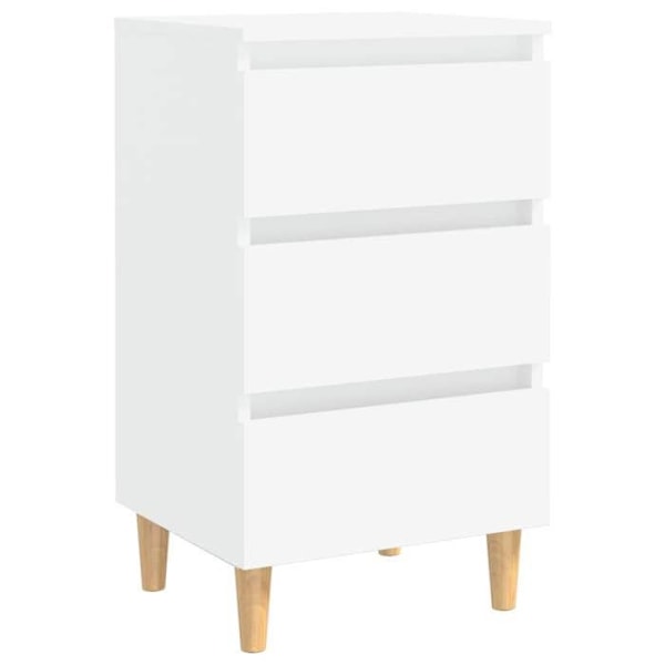 Yöpöytä 3 laatikolla, puiset jalat 40 x 35 x 69 cm, valkoinen insinööripuu DEC033219 Vit