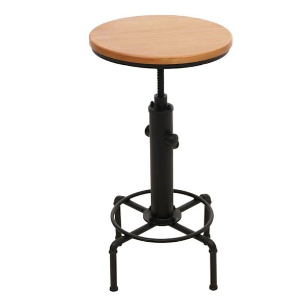 Bistro barbord med højdejustering, fodstøtte, roterende sæde i stål og træ, diameter 50 cm 04_0008521 kastanj