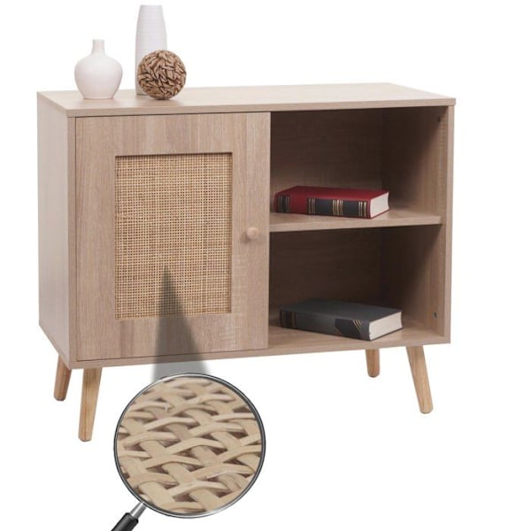 Kommode skab buffet opbevaringsrum i kubu og melamintræ 67x80x38 cm eglook 04_0006517 kastanj
