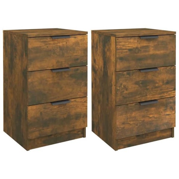 Set med 2 natttyger med 3 lådor 40 x 36 x 65 cm träningegeri färg brun DEC035113 kastanj