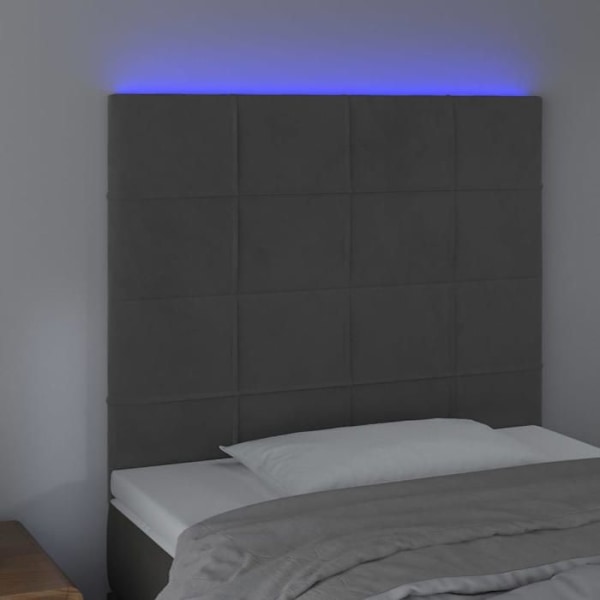 Hovedgærde til seng med LED-møbel 100 x 5 x 118/128 cm mørkegråt fløjl TDL0201206