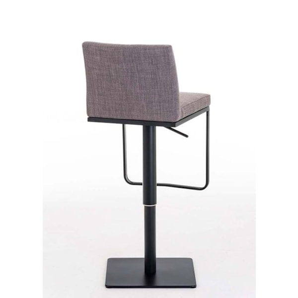 Barstool x1 med fotstöd, fyrkantig basplatta i svart metall, sits i grått tyg 10_0005306 Grå