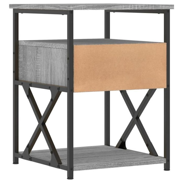 Sæt med 2 natborde med skuffe og hylde 40 x 42 x 55 cm i grå ingeniørtræ og jern DEC035731 kastanj