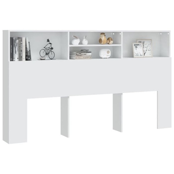 Hovedgærde med opbevaring, sengebord, hylde 180 x 19 x 103,5 MDF hvid