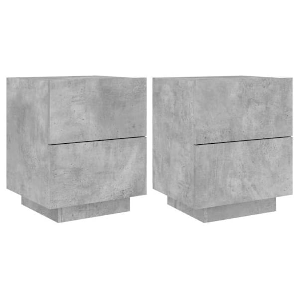 2 kpl yöpöytiä laatikoilla ja LED-valoilla 45 x 40 x 55 cm harmaasta engineering-puusta DEC032857 kastanj
