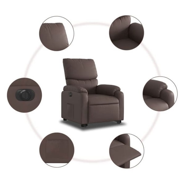 Fauteuil relax TV med elektrisk løftefunktion, meget komfortabel i brunt PVC DEC028426 kastanj