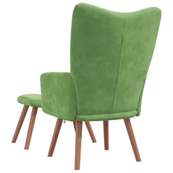 Moderne design lounge stol med fodskammel i lysegrønt fløjl DEC026550 Grön