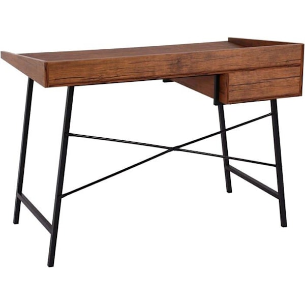 Kontor skrivebord med opbevaringsskuffe 98 ved 114 ved 60 MDF brun