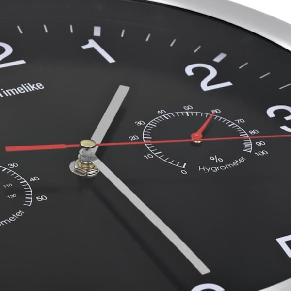 Väggklocka med kvarts Hygrometer och termometer 30 Svart