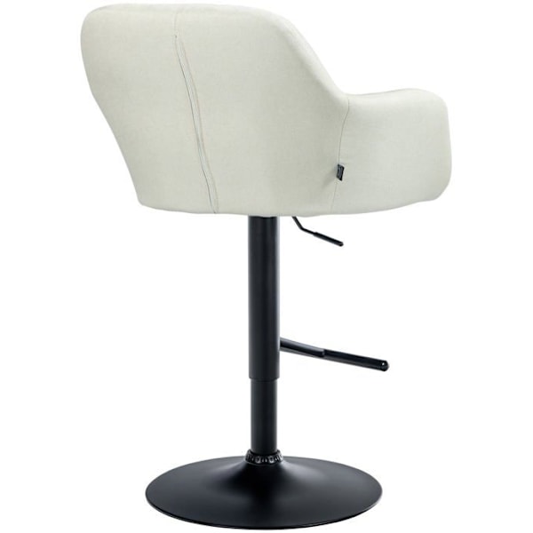 Barstol høj x1 med 360° rotationsfunktion i creme stof med dekorative syninger, sorte metalben 10_0005277 Grädde
