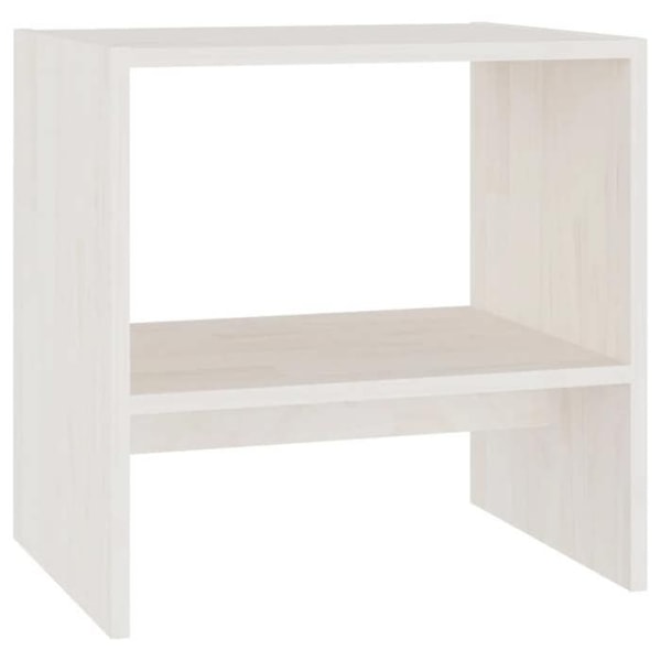 Nattduksbord med öppet fack 40 x 30,5 x 40 cm i vit massivt furu DEC033329 Vit