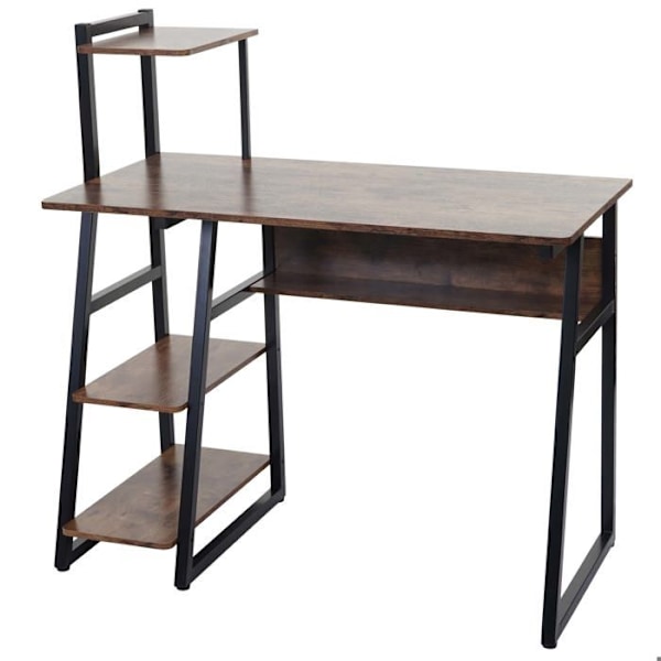 Kontorbord med hylder til computer 100x50 cm metal og MDF brun 04_0006012 kastanj