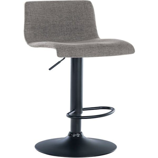 Barstol x1 enkel design med fodskammel i lys grå stof sorte metalben 10_0004558 Grå