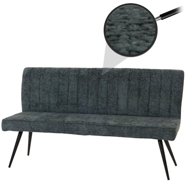 Ruokasalin penkki, jossa on sinivihreä chenille-kangas ja metallinen selkänoja, 160 cm 04_0005858 Blå