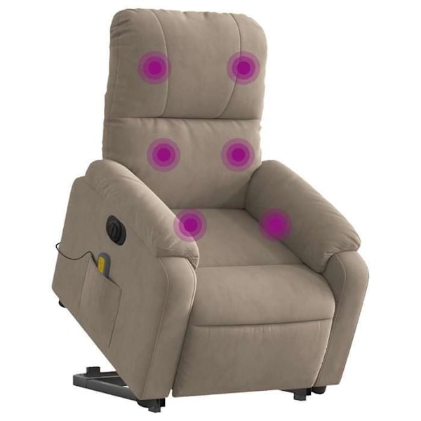 Fauteuil til afslapning med elektrisk løftefunktion og 6 massagepunkter i taupe stof DEC027858 Mol