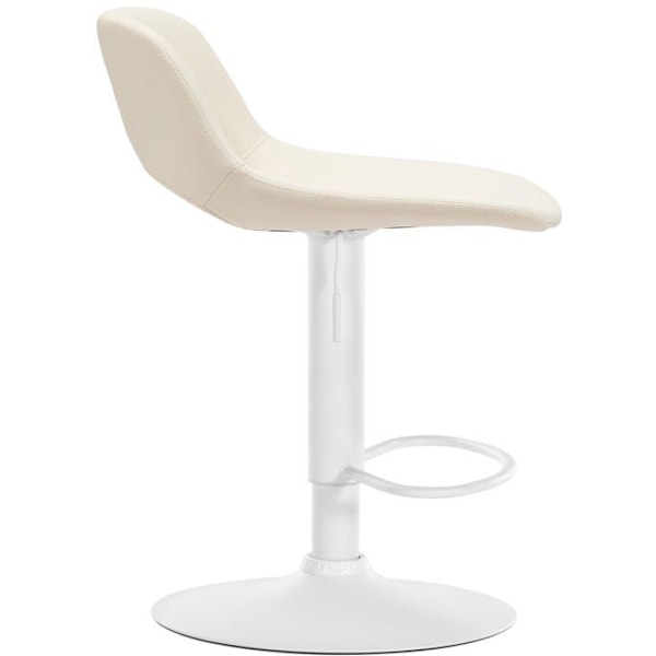 Barstole høje stole x2 med fodstøtte i creme PVC, hvid metalbase 10_0004071 Vit