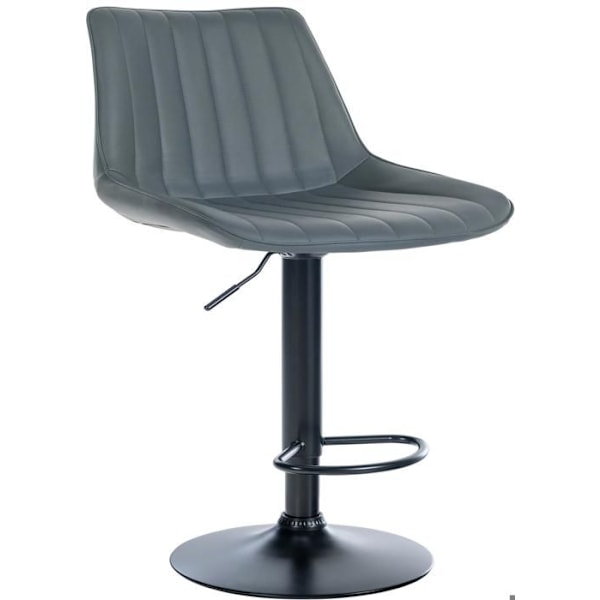 Barstol x1 höj- och sänkbart vridbart 360° PVC-grå sits vertikal sömnad svart metallfot 10_0005424 Grå