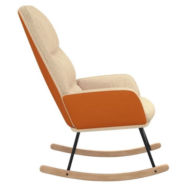 Relaxfåtölj med gungfunktion för vardagsrum i cremefärgad tyg och orange PVC DEC028888 Grädde