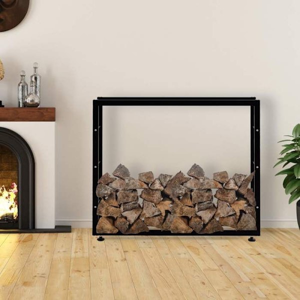 Ranges for logs, hylder til brænde, 150x125 cm i sort metal 10_0003550 kastanj