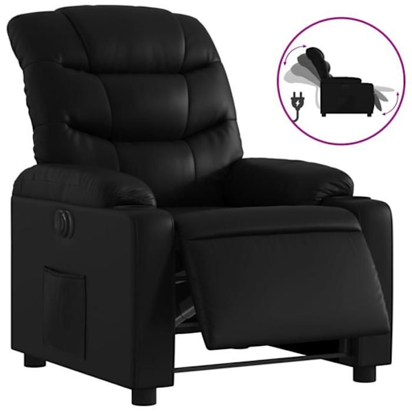 Fauteuil relax TV med elektrisk vippemekanisme, meget komfortabel i sort PVC DEC028470 Svart