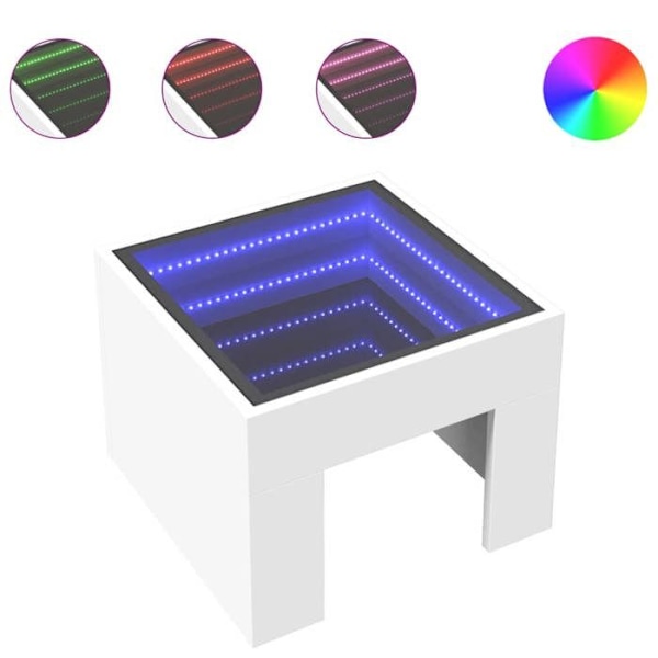 Natskab med LED-spejl 40 x 40 x 30 cm hvidt ingeniørtræ og glas DEC033126 Vit