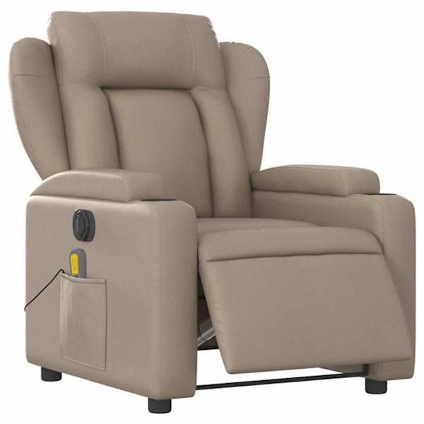 Relaxationsfåtölj TV med massagefunktion elektriskt justerbar i PVC cappuccino-färg DEC027132 Flerfärgad