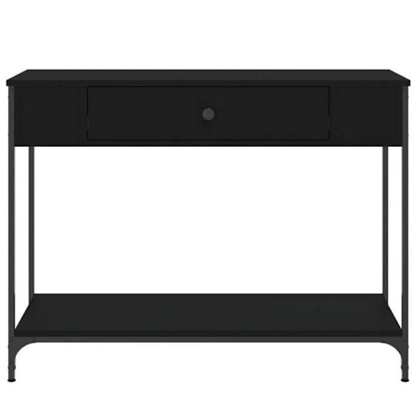 Praktisk konsolbord med opbevaringsskuffe 100 x 34,5 x 75 cm, ingeniørtræ og sort metal DEC032070 kastanj