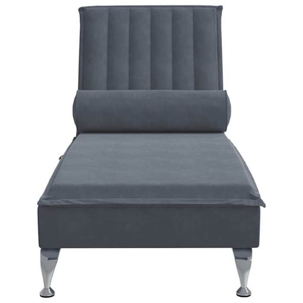 Meridienne chaise longue för inredning av massage med mörkgrå kudde i grå sammet DEC026151 Grå