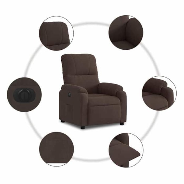 Fauteuil relax TV med elektrisk løftefunktion, meget komfortabel i brunt mikrofiber stof DEC028456 kastanj