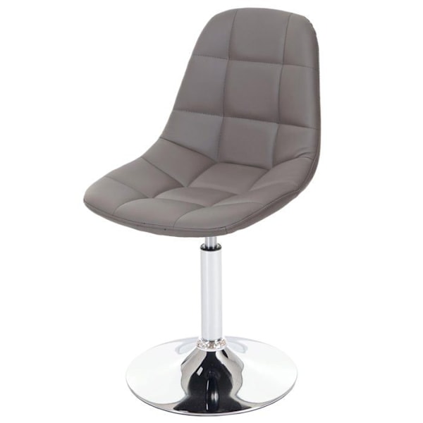 Stol til spisestue x1 drejelig retro design PVC grå taupe med krom ben 04_0002193 Grå