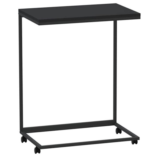 C-formet sidebord på hjul 55 x 35 x 70 cm sort ingeniørtræ DEC031299 kastanj