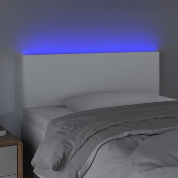 Hovedgærde til seng, soveværelse møbel med LED 90 x 5 x 78/88 syntetisk hvid