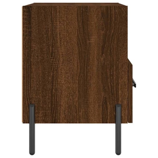 Sæt med 2 natborde med skuffe og åbent rum 40 x 35 x 47,5 cm i brun ingeniørtræ og jern DEC035168 kastanj