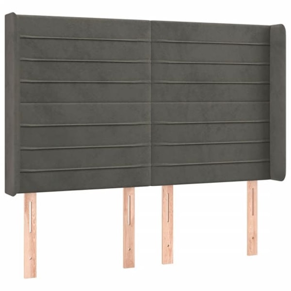 Sänggavel - Ej specificerat - 147x16x118/128 cm - Mörkgrå sammet - Integrerad LED - Res design Mörkgrå