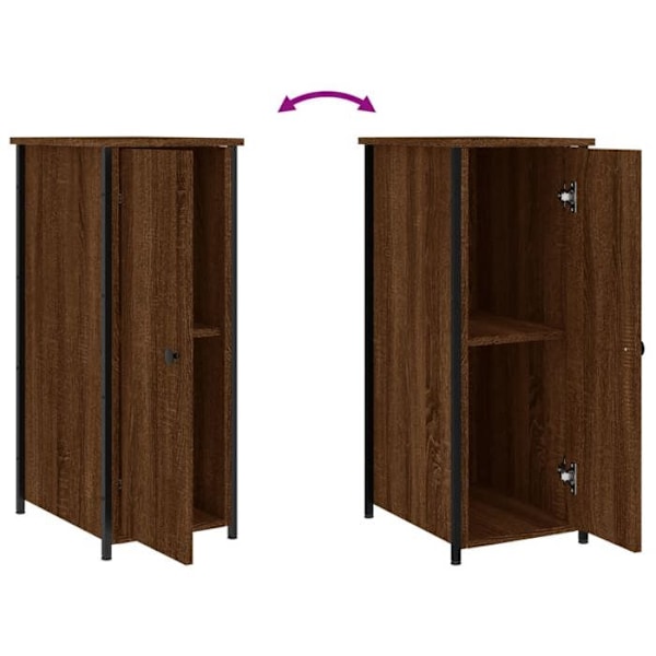 Natt bord med skab med dør 32 x 42 x 80 cm brunt ingeniørtræ og jern DEC033682 kastanj