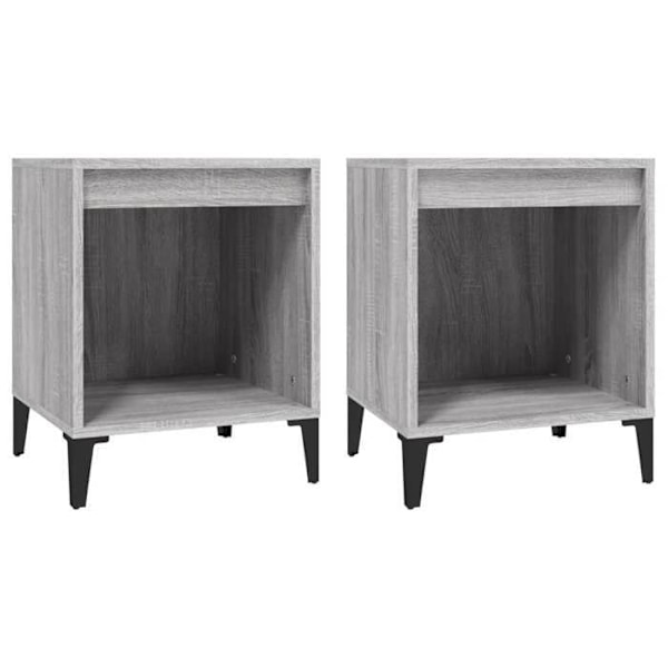 2 kpl yöpöytiä avotilalla 40 x 35 x 50 cm harmaata insinööripuuta ja metallia DEC035690 kastanj