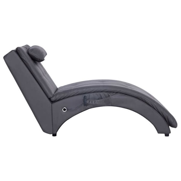 Meridienne chaise longue til indendørs brug med massagefunktion og grå PVC-pude DEC026132 Grå