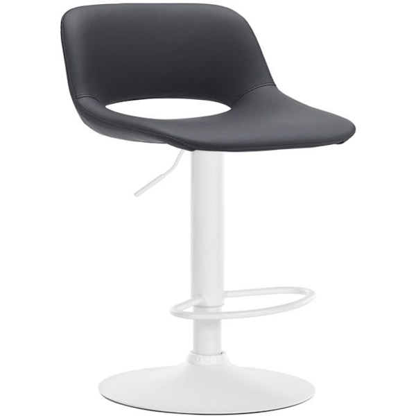 Barstol høj x1 med fodstøtte i sort PVC, hvid metallisk fod 10_0004588 Vit