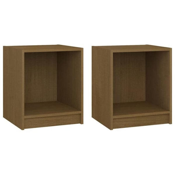 Set med 2 sängbord med öppet fack 35,5 x 33,5 x 41,5 cm i honungsgul furu DEC035445 kastanj