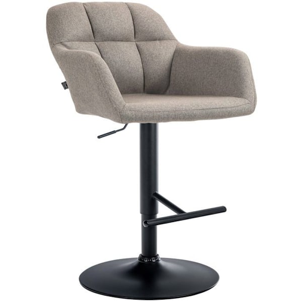 Barstol høj x1 360° rotationsfunktion i taupe stof med dekorative syninger, metalben i sort 10_0005278 Metall