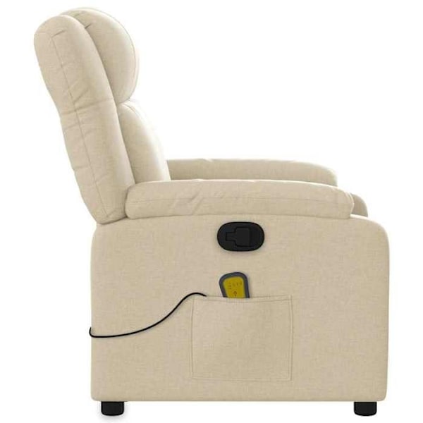 TV afslapnings stol med massagefunktion, 6 massagespunkter, i cremefarvet stof DEC026891 Grädde
