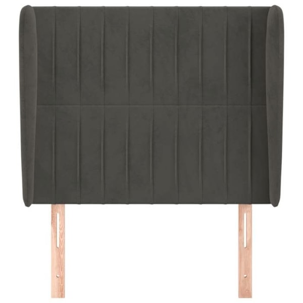 Sänggavel accessoar sängrum möbel med sidokant 103 x 23 x 118/128 mörkgrå sammet