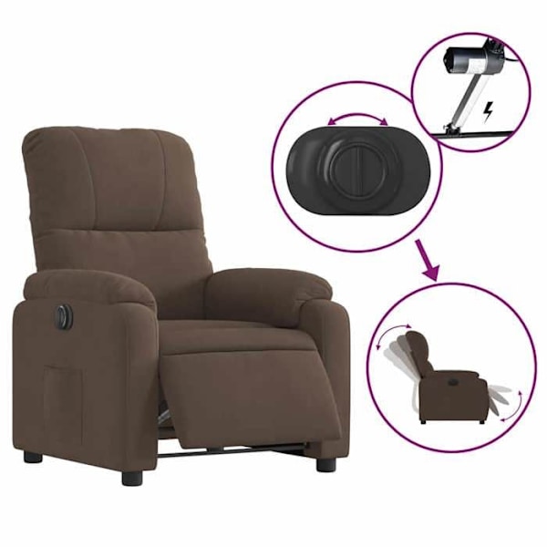 Fauteuil relax TV med elektrisk løftefunktion, meget komfortabel i brunt mikrofiber stof DEC028456 kastanj